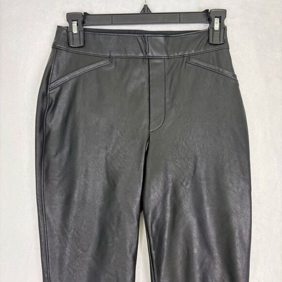 Spanx Black Faux Leather High Waisted Flare Pull On Pants Size Small - Picture 2 of 11